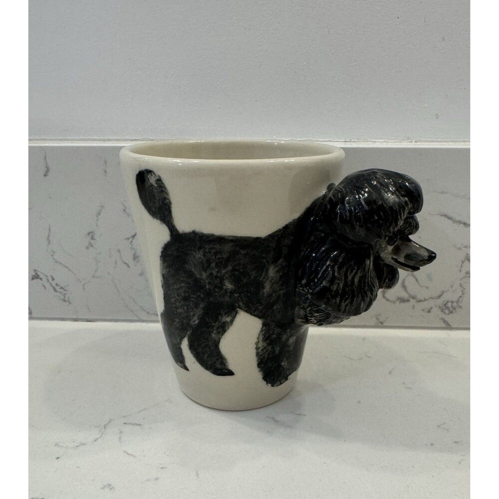 3-D Poodle Dog Coffee Mug Handmade by Blue Witch Black Vintage